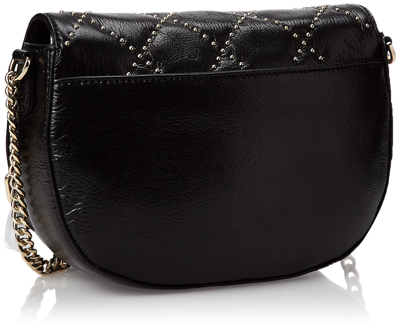 DKNY Sofia Studded Leather Small Saddle Bag Crossbody Purse for Women - Black | Stylish Shoulder Bag for Work, Date Night & Travel Accessories