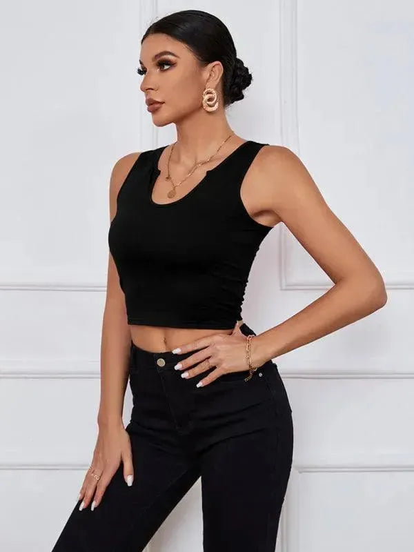 Y Neckline Knit Tank Top for Women - Summer Casual Sleeveless Blouse - Perfect for Beach, Vacation & Everyday Wear