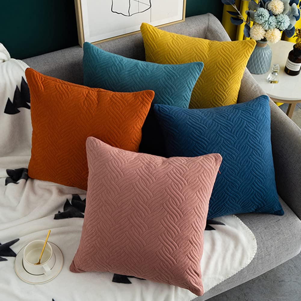 2 Pack Quilted Velvet Throw Pillow Covers 18x18 Inches - Soft Breathable Square Cushion Covers for Sofa, Couch & Bedroom Decor - Off White - Perfect for Living Room, Bedroom & Home Styling