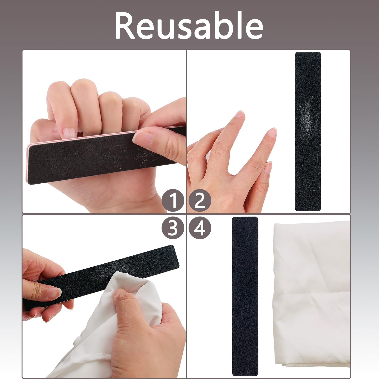 20 Pack Professional Nail Files - 100/180 Grit Black Emery Boards for Acrylic & Natural Nails - Reusable Manicure Tools for Buffing, Shaping & Smoothing - Perfect for Home, Salon & Travel Nail Care