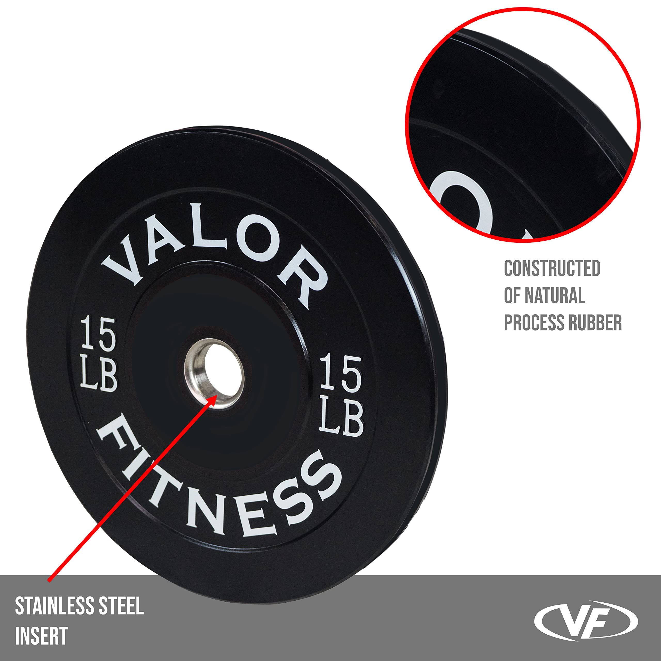 Valor Fitness BP Rubber Olympic Bumper Weight Plates for Barbells - 10LB to 55LB Options for CrossFit, Strength Training & Weightlifting | Home Gym & Commercial Use