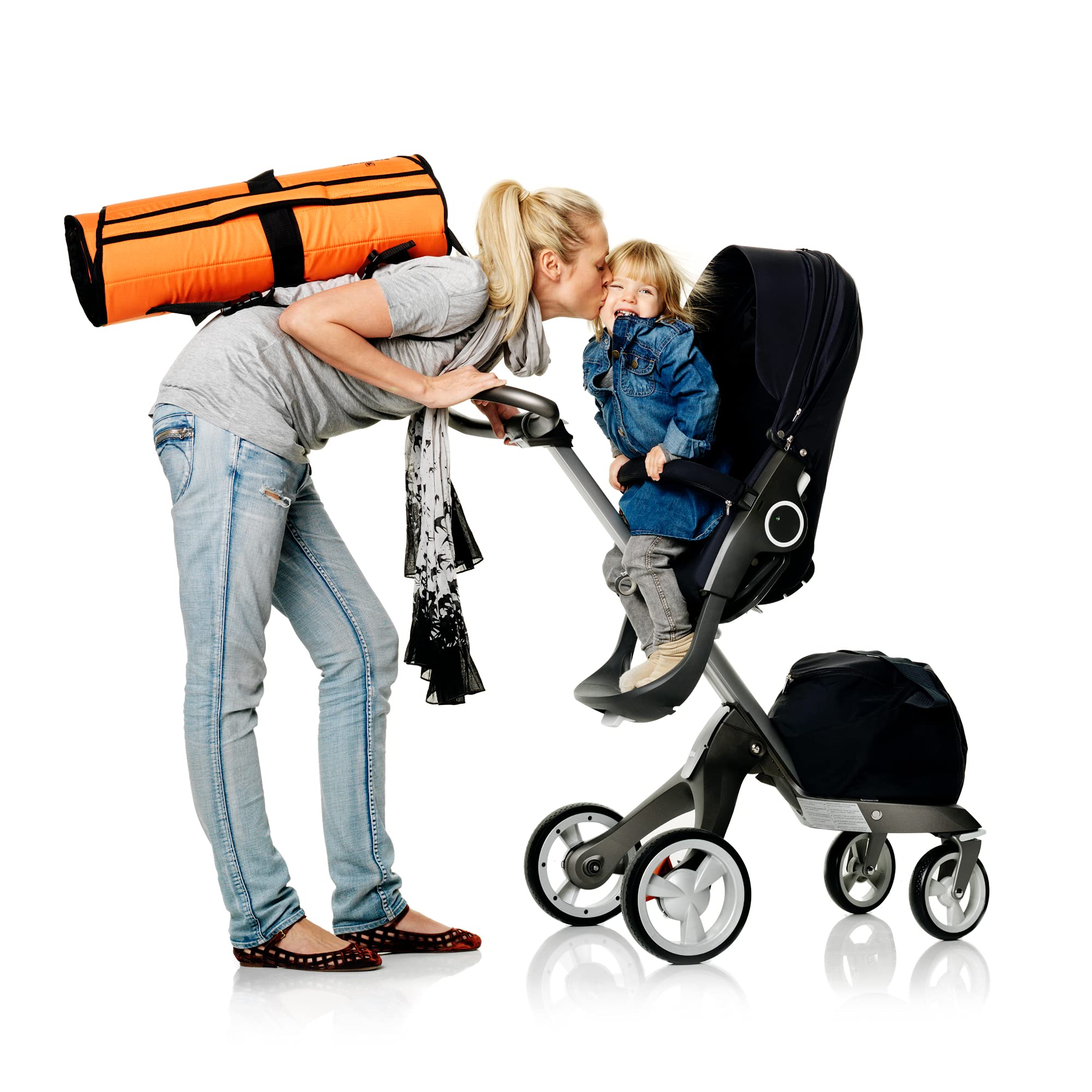 Stokke PramPack Travel Stroller Cover - Lightweight & Compact Black & Orange Protector for Most Strollers - Perfect for Airplane, Car & Storage Protection