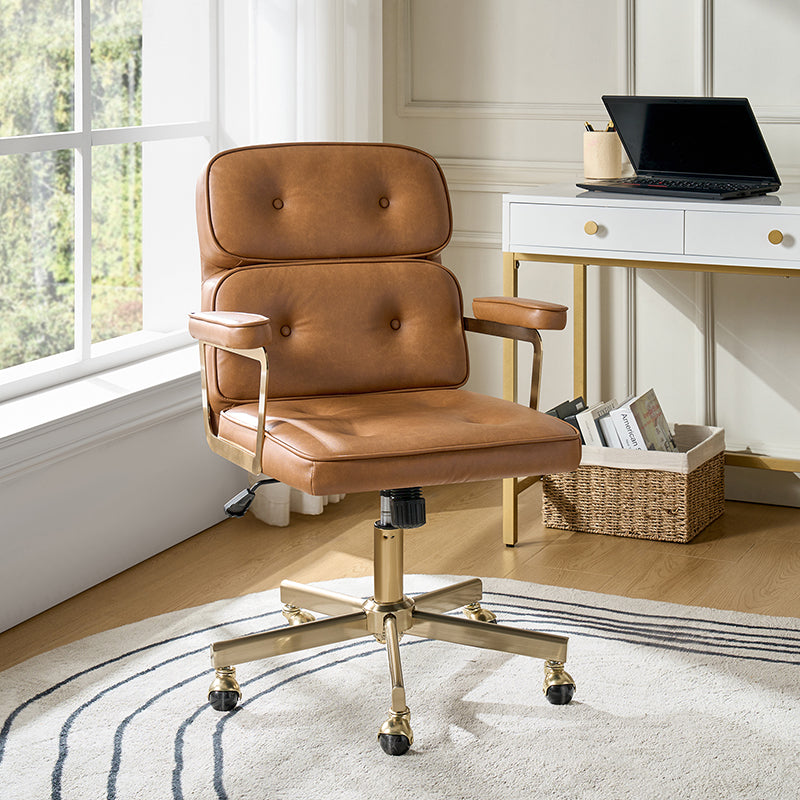 Denise Upholstered Swivel Office Chair - Ergonomic Executive Desk Chair with Adjustable Height & Lumbar Support - Perfect for Home Office, Gaming & Conference Rooms