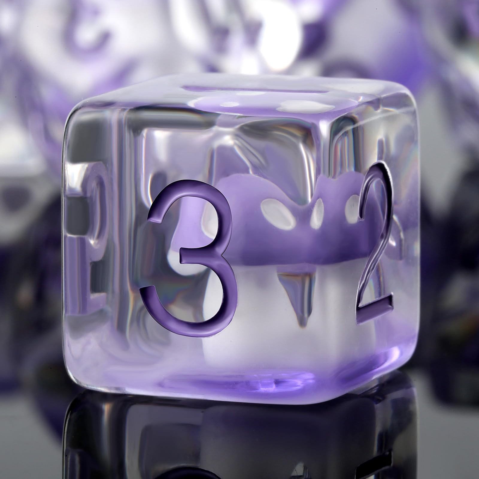 7PCS Purple Mushroom Resin Dice Set for D&D, Dungeons & Dragons, DNDND - RPG Tabletop Games with Velvet Gift Bag - Perfect for Fantasy Role-Playing & Board Game Nights