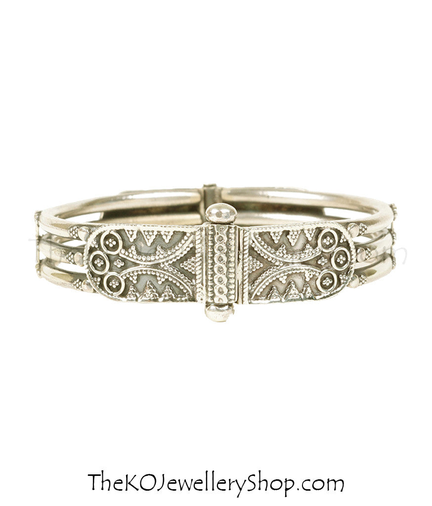 Chirag Silver Bracelet for Women - Adjustable 3-Line Design (Size 2.6