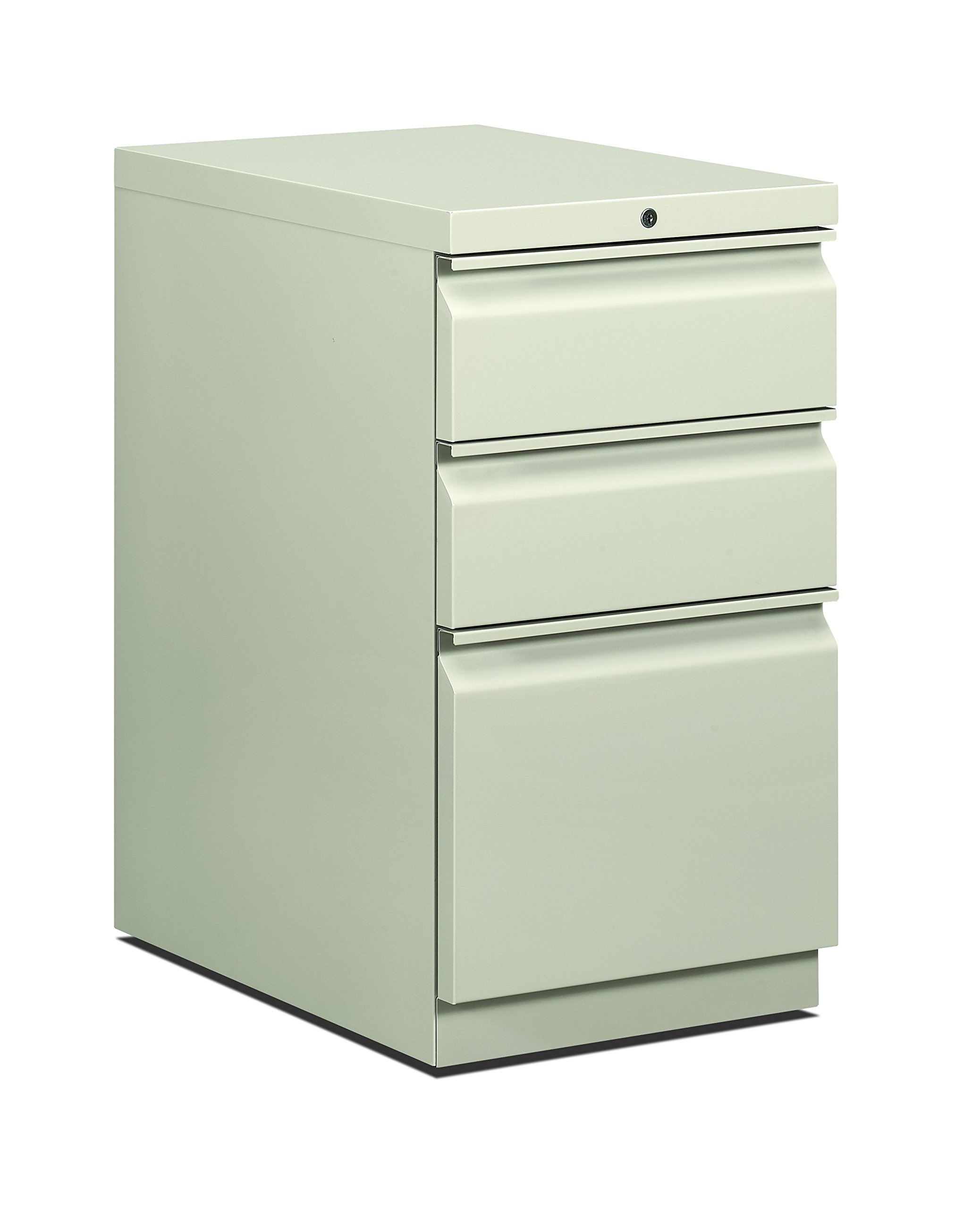 HON H33723R Mobile Pedestal File Cabinet - 22.7/8-Inch Light Gray Storage with 1 File Drawer & 2 Box Drawers | Office Organization, Document Storage, Workspace Efficiency