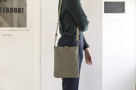 TRAVELER'S COMPANY Canvas Shoulder Bag - Compact S Size in Olive Green | Perfect for Daily Commute, Weekend Trips & Minimalist Travel Accessories