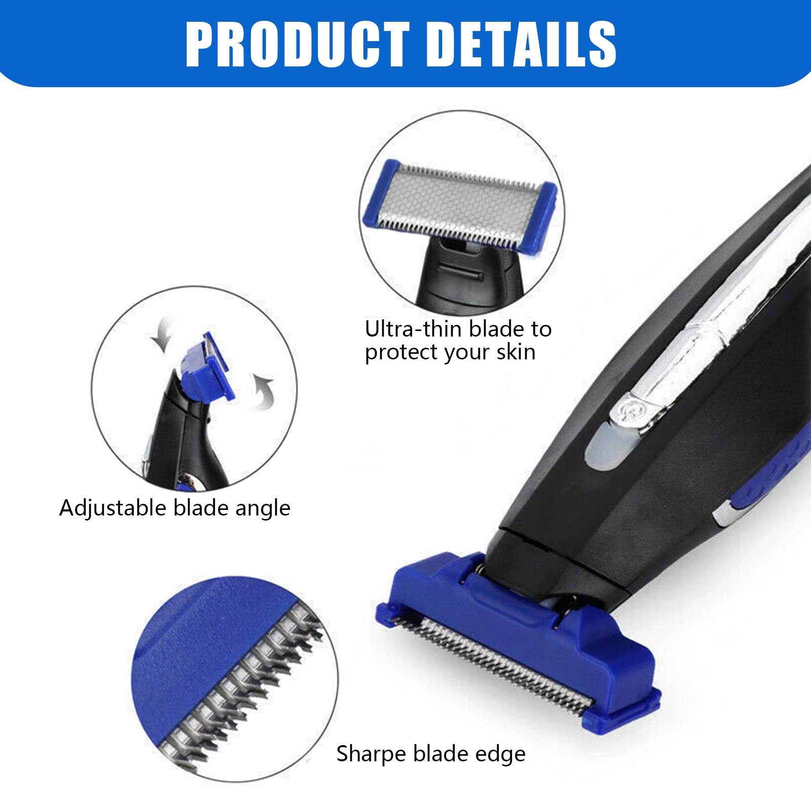 Replacement Shaver Heads for Solo Men's Rechargeable Full Body Hair Trimmer - 4 Blades with 4 Cleaning Brushes (4PCS) - Perfect for Beard, Body & Pubic Hair Grooming at Home or Travel