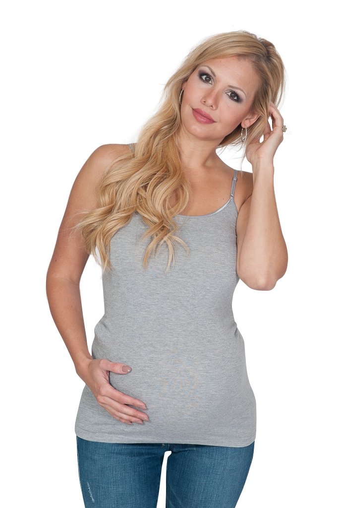 Mommylicious Adjustable Spaghetti Strap Maternity Tank Top - Comfortable Pregnancy Clothes for Everyday Wear & Nursing