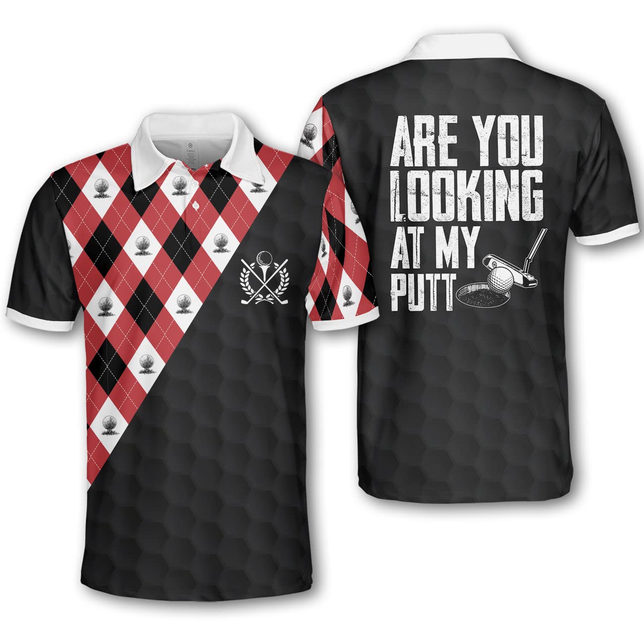 Funny Argyle Golf Polo Shirts for Men - Moisture Wicking Dry Fit Performance Shirt - Perfect for Golf Outings, Casual Wear & Club Events