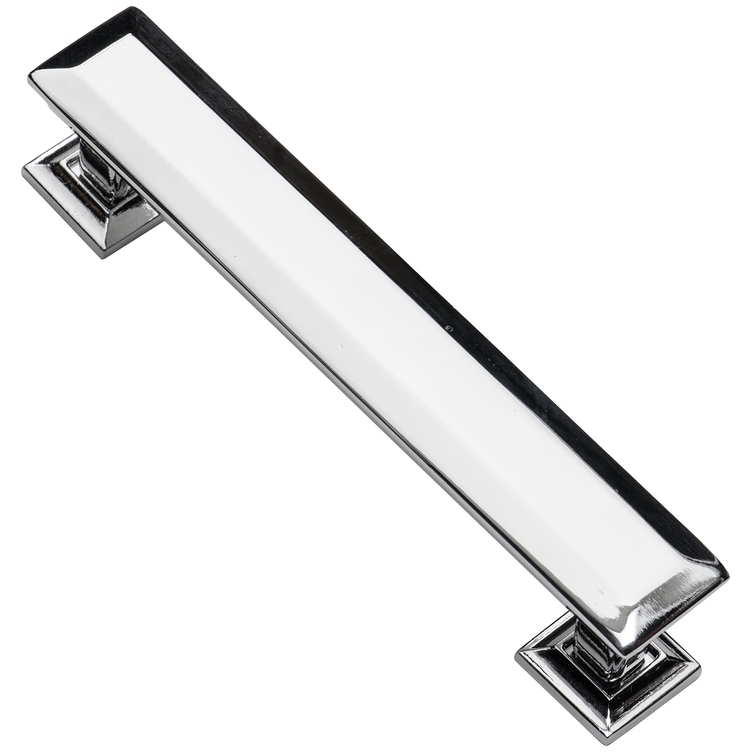 Southern Hills 4 Inch Polished Chrome Cabinet Pulls - Pack of 5 - Modern Drawer Handles & Vanity Pulls for Kitchen Cabinets, Bathroom Vanities & Furniture Upgrades - SHKM005-CHR-5
