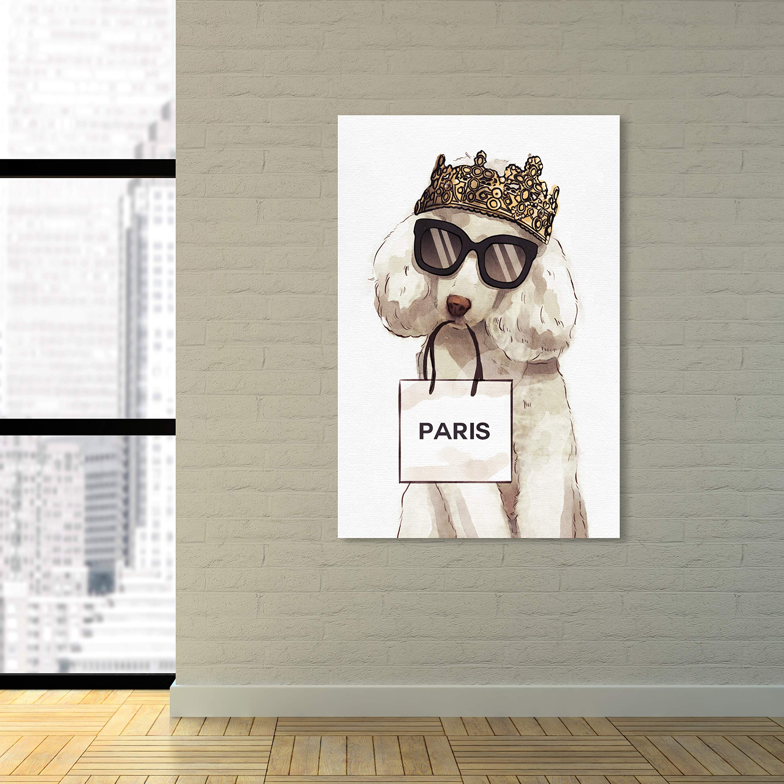 Regal Poodle Wall Art Canvas Print - 24x36 Inch Gold & White Animal Home Decor by Oliver Gal Artist Co. | Perfect for Living Room, Bedroom & Office Decorations