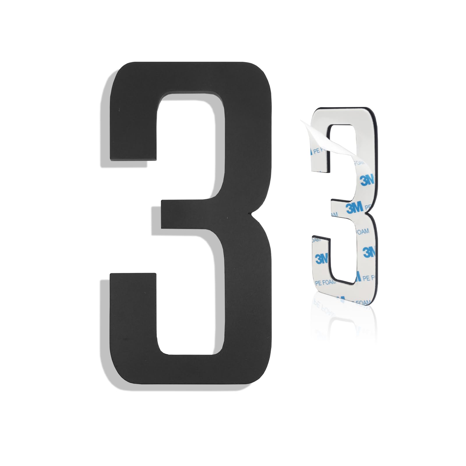 Modern Self-Adhesive 6 Inch Metal House Numbers for Outdoor - Large Address Plaque for Mailbox, Front Door & Exterior - Durable Weatherproof House Number 3 - Perfect for Home, Apartment & Business Entrance Identification
