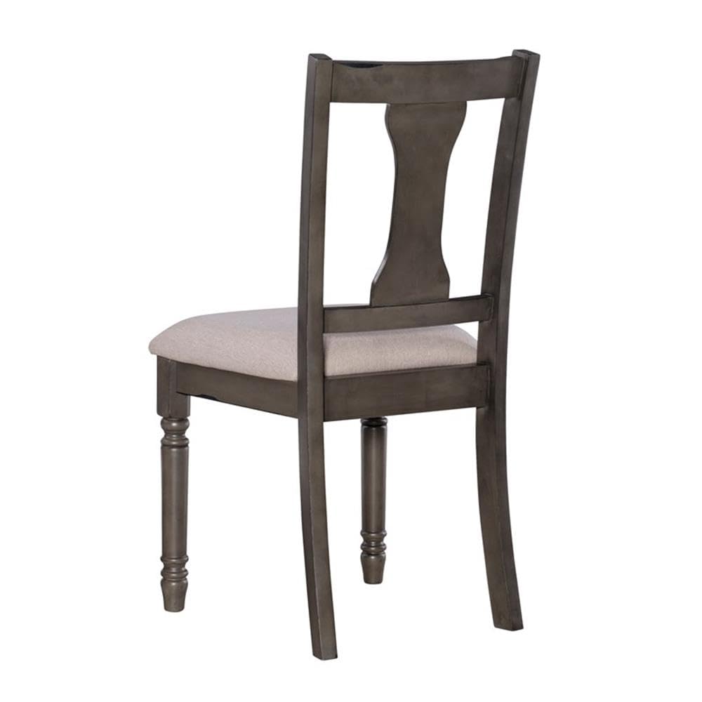 Pemberly Row Transitional Wood Dining Chairs Set of 2 - Gray Upholstered Side Chairs for Kitchen, Dining Room & Office - Comfortable Modern Accent Chairs