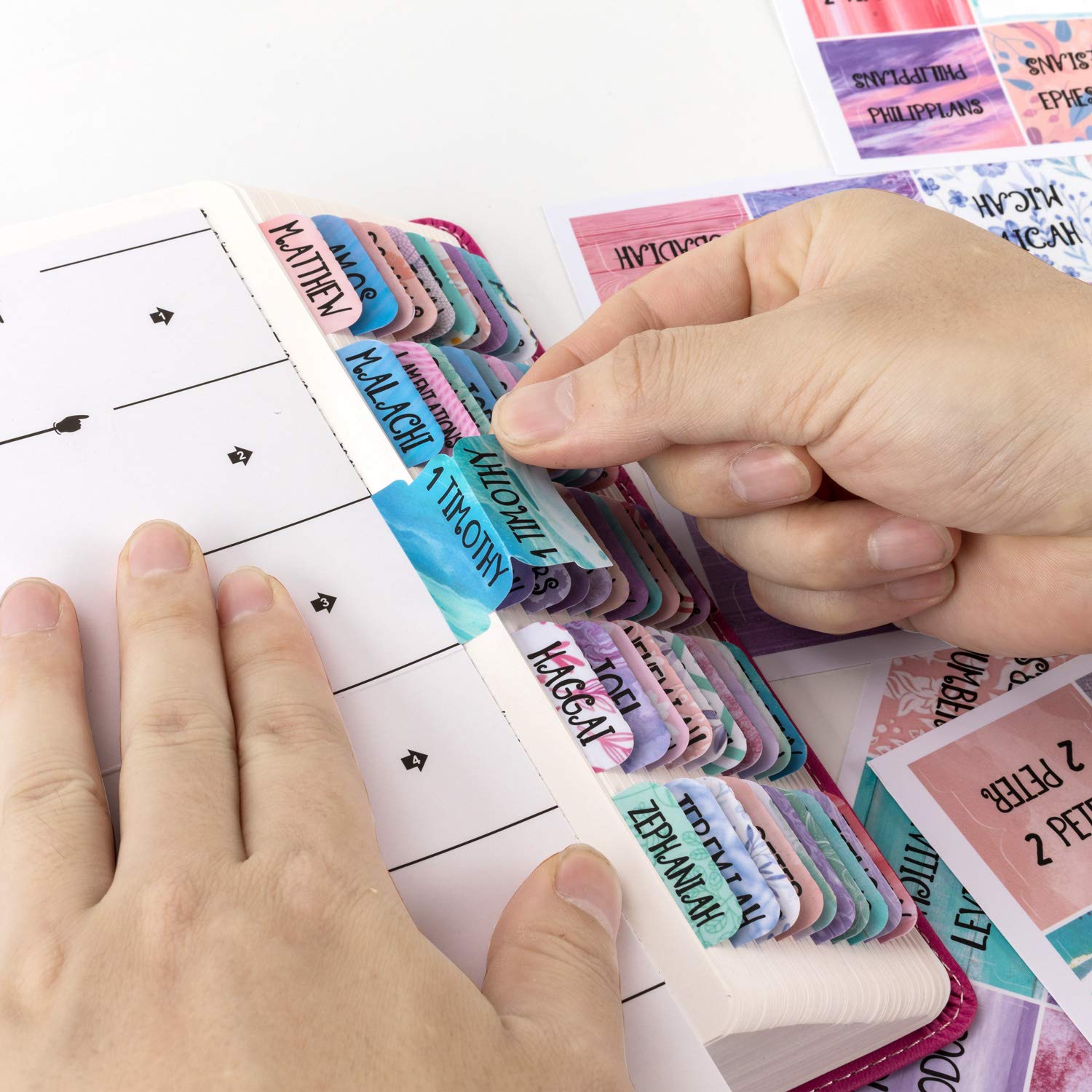 Colorful Bible Indexing Tabs - 90 Peel & Stick Tabs for Scripture Study