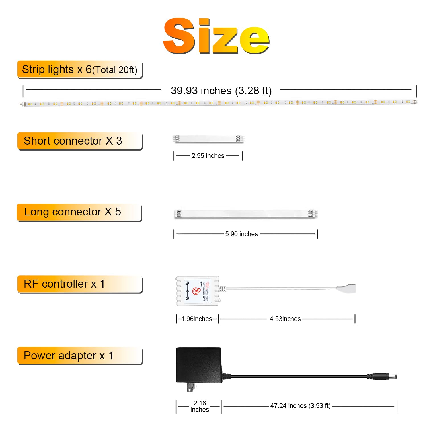 DAYBETTER 20ft Dimmable Under Cabinet LED Strip Lights Kit - 360 LEDs, Tunable White (2700K-6500K), Remote Control, 6 x 3.28ft Strips - Perfect for Kitchen Cabinets, Countertops, Shelves & Home Decor with Timer Function