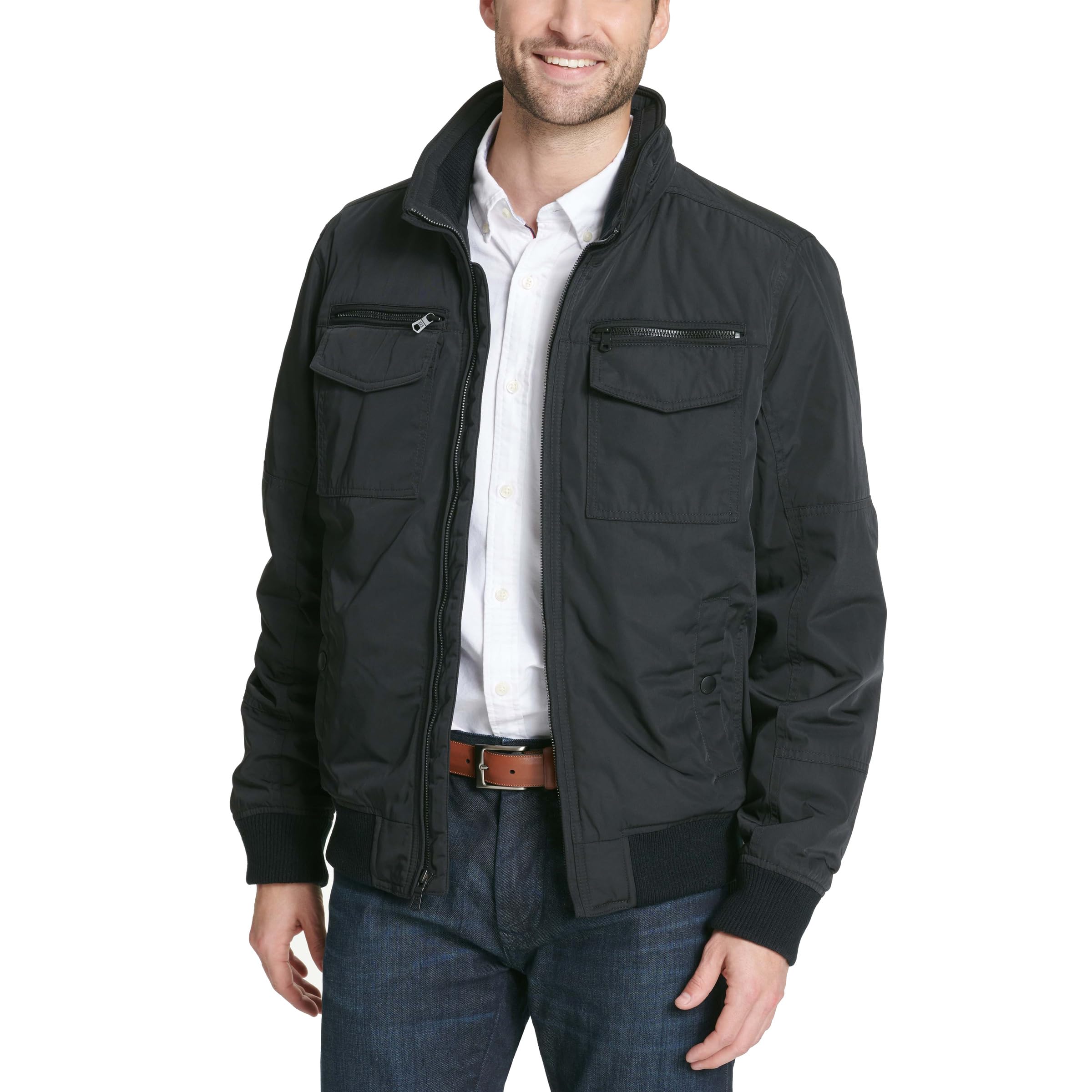 Tommy Hilfiger Men's Water Resistant Bomber Jacket - Lightweight Performance Coat for Outdoor Activities (Standard & Big & Tall Sizes) | Perfect for Hiking, Travel & Casual Wear