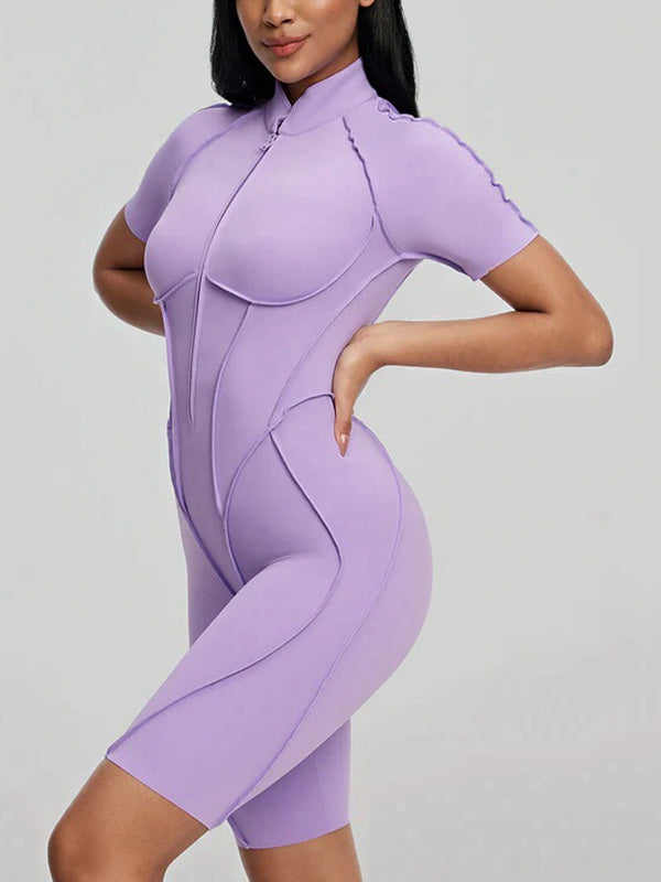 ZASUWA Women's Sexy Backless Zipper Scrunch Bum Jumpsuit - Stretchy Bodycon Romper for Clubwear, Night Out & Date Night