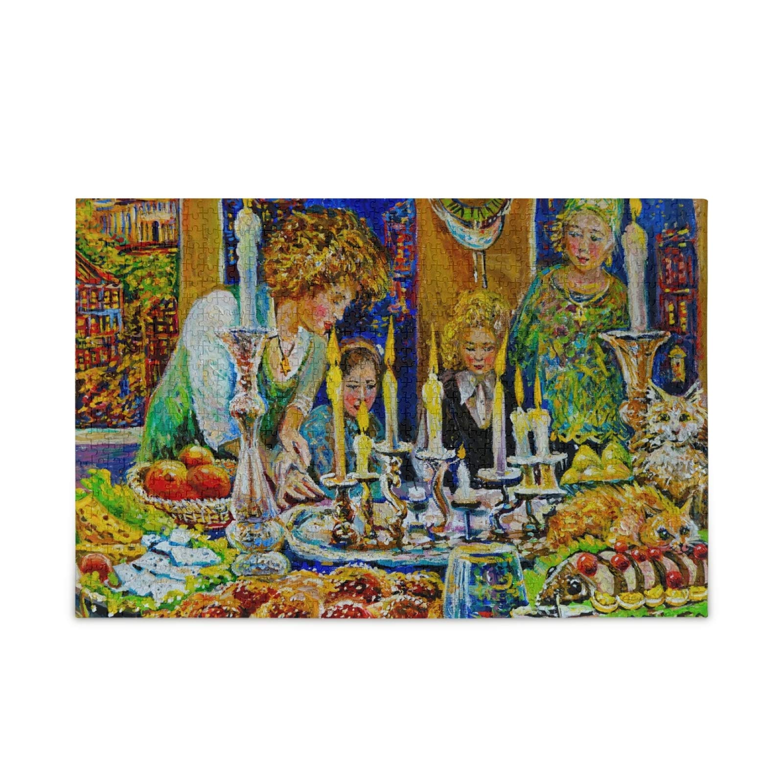 500 Piece Jewish Family Lighting Candles Jigsaw Puzzle - Challenging Adult Puzzle & Fun Family Game for Kids - Perfect for Hanukkah Celebrations & Family Bonding Time