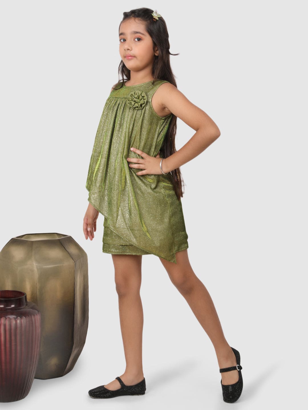 Elegant Knee-Length Glitter Party Dress for Women - Green Sparkly Evening Gown for Prom, Cocktail Parties & Special Occasions