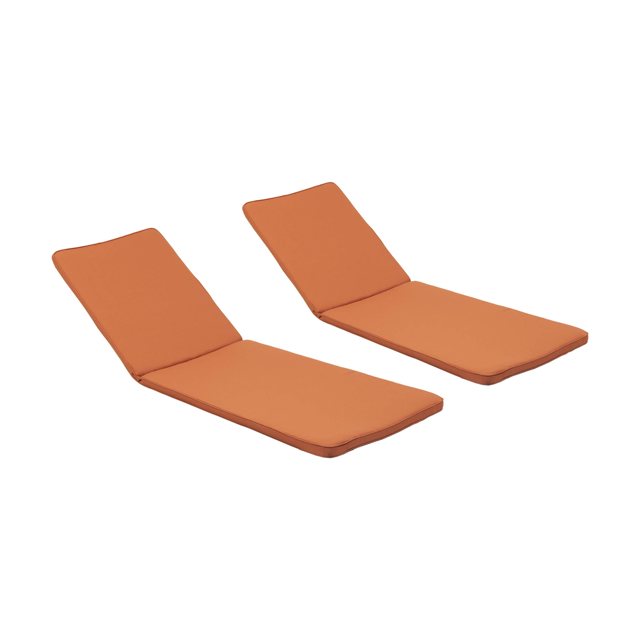 Premium Outdoor Chaise Lounge Cushion Set of 2 - Waterproof, UV Resistant, Rust Orange - Perfect for Patio, Poolside & Garden Relaxation