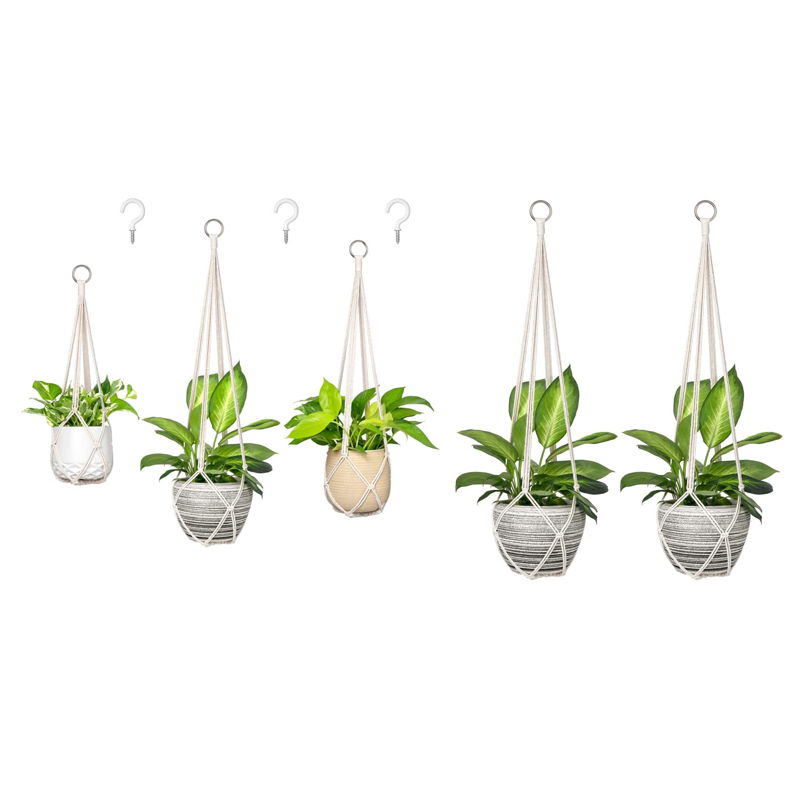 Dahey Macrame Plant Hanger Set of 3 with Hooks - Indoor/Outdoor Hanging Planter Basket (35