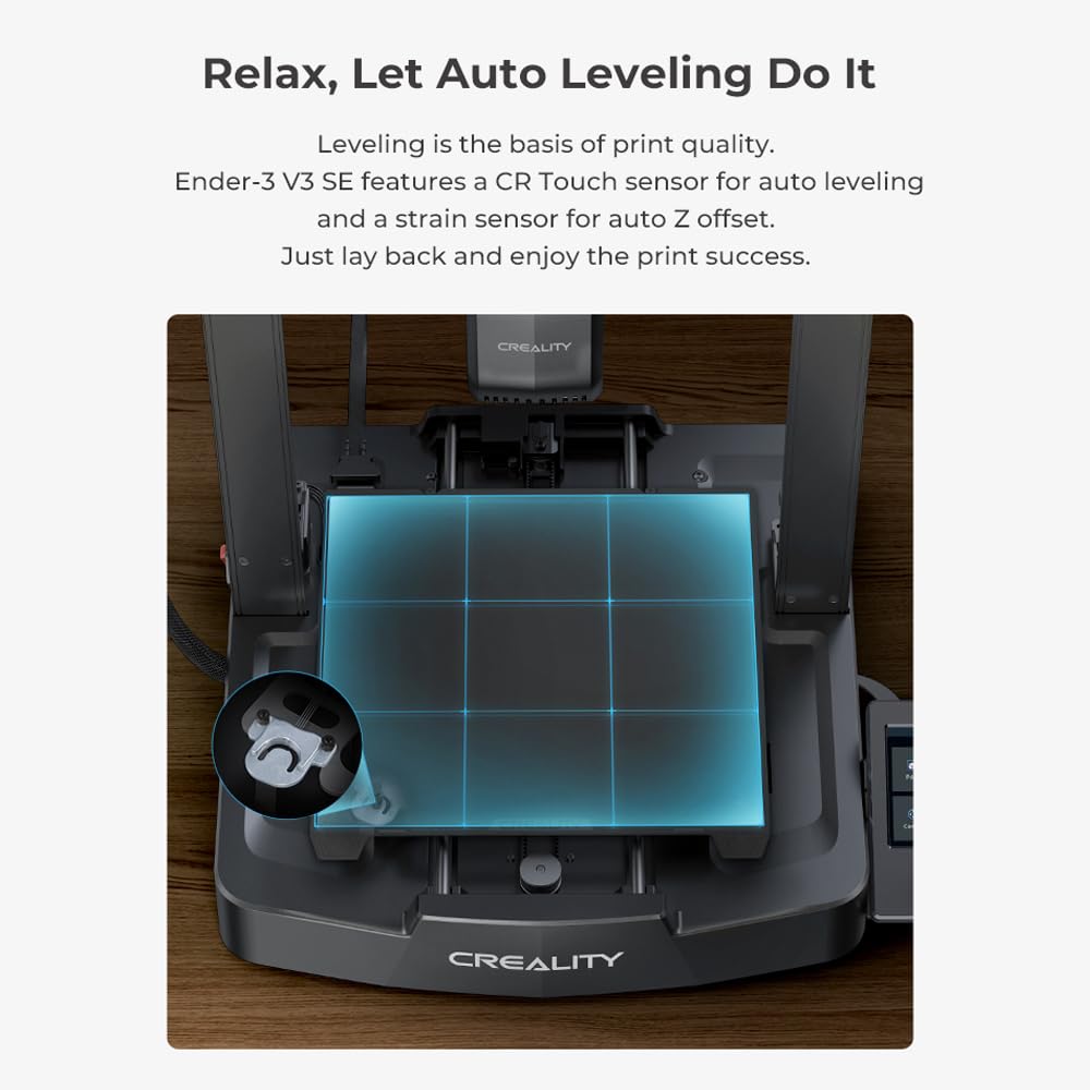 Creality Ender 3 V3 SE 3D Printer with Auto Leveling | 250mm/s High Speed Printing | CR Touch Sensor | Sprite Direct Extruder | Dual Z & Y Axis | 8.66x8.66x9.84in Build Volume | Perfect for Home DIY, Prototyping & Hobby Projects