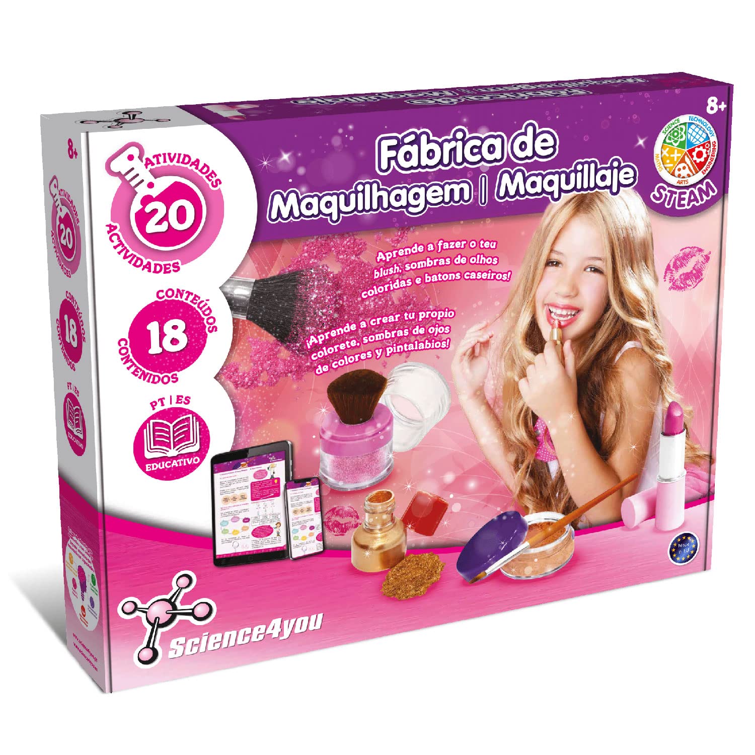 Science4you Makeup Factory Set - STEM Educational Cosmetic Kit for Kids | Perfect Birthday Gift for Girls Ages 6-12 | DIY Beauty Lab for Pretend Play & Science Learning