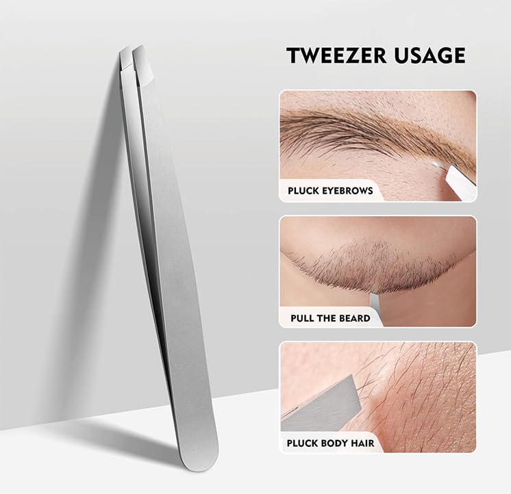 KIRA Precision Tweezers for Eyebrows & Ingrown Hair - Stainless Steel Hair Removal & Beauty Tool - Perfect for Eyebrow Shaping, Splinter Removal & Daily Grooming