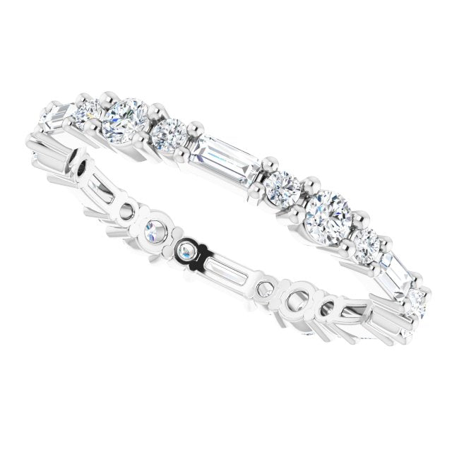 0.96 Carat Baguette & Round Diamond Eternity Band Wedding Ring - Perfect for Anniversaries, Engagements & Special Occasions