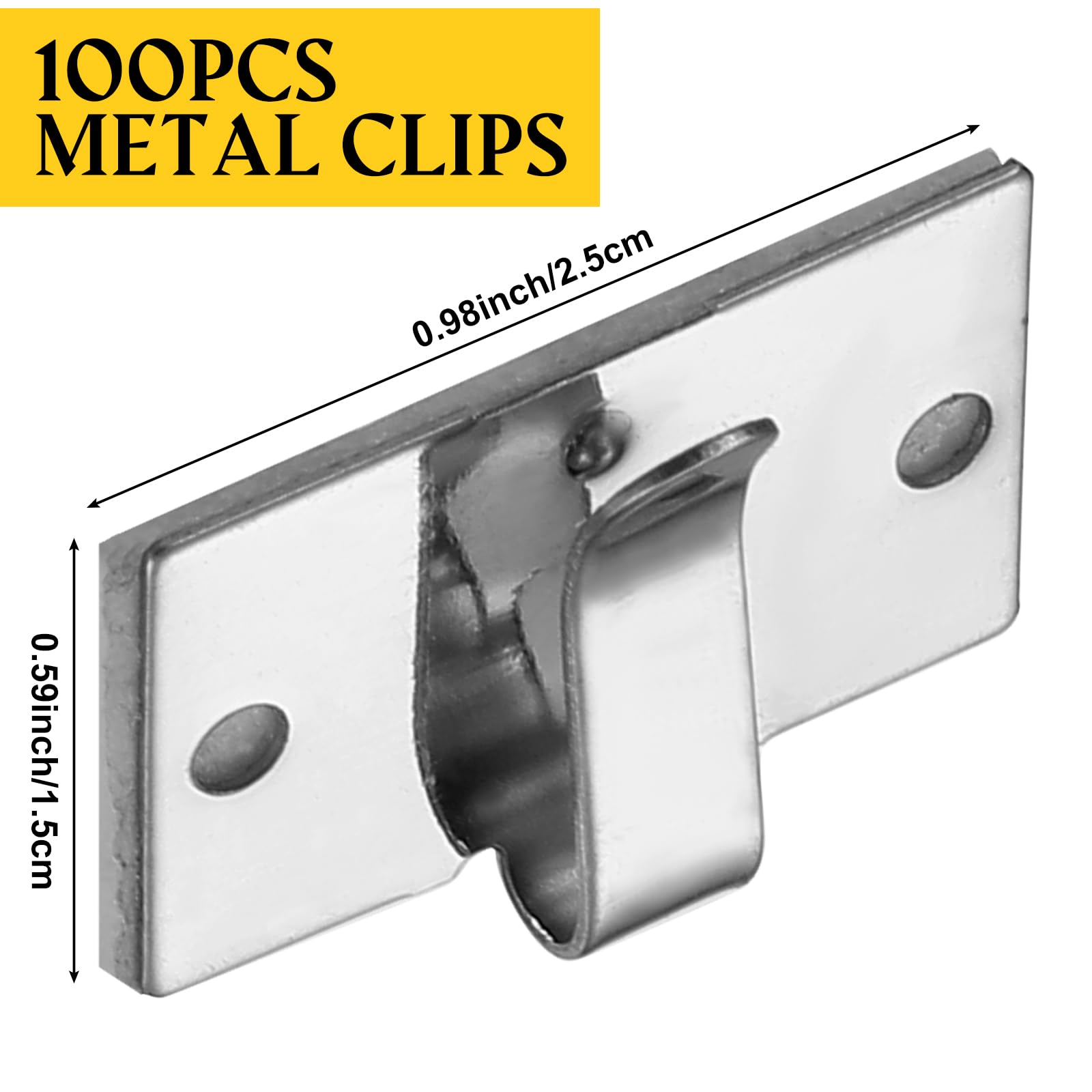 Blulu 100-Pack Christmas Light Clips - Heavy Duty Metal Cable Clips with Adhesive Backing for Indoor/Outdoor String Lights, Gutter Hooks & Wire Holders - Perfect for Holiday Decorations, Xmas Tree Lights & Roof Edge Lighting