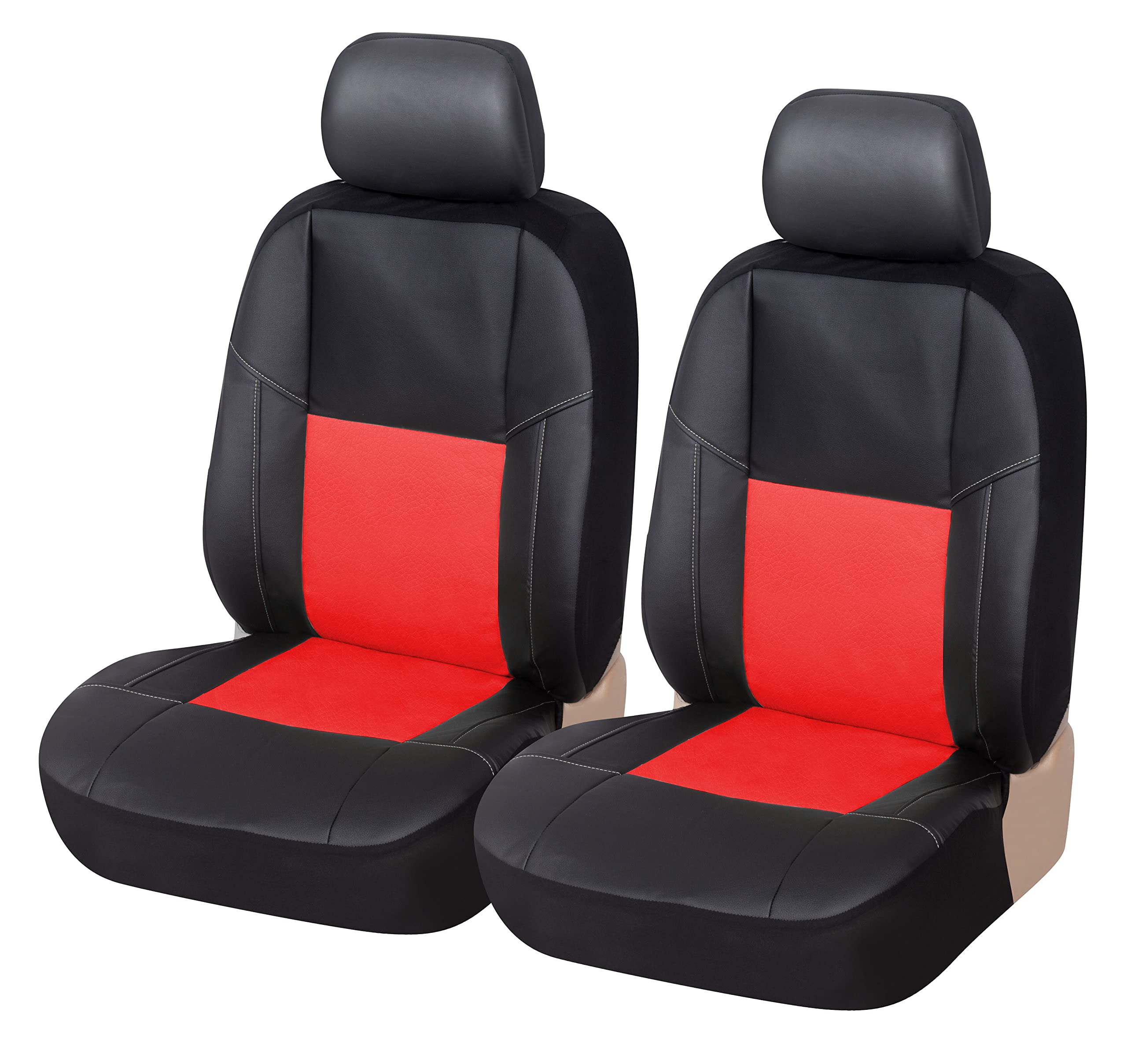Premium AUTOYOUTH Car Seat Covers - Universal Fit Waterproof Leather Bucket Seat Protectors for Front Seats (Red) | Airbag Compatible Interior Accessories for Cars, Trucks, Vans & SUVs | Perfect for Daily Commute, Road Trips & Family Travel