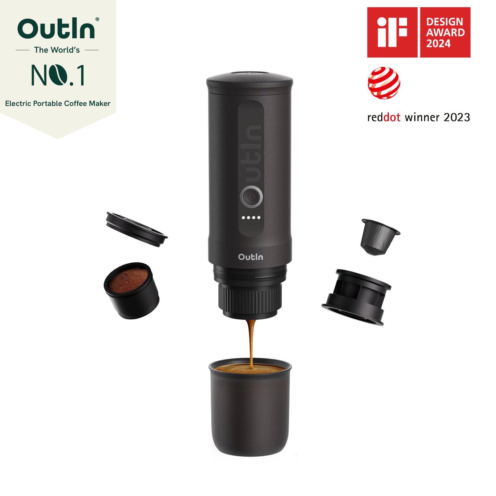 OutIn Nano Portable Espresso Machine Kit - Double Shot Accessories & Travel Carry Bag for Camping, Office & Home Coffee Brewing