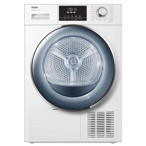 Haier 8kg Heat Pump Dryer - Energy Efficient, White (HDHP80E1) for Laundry Room & Small Spaces