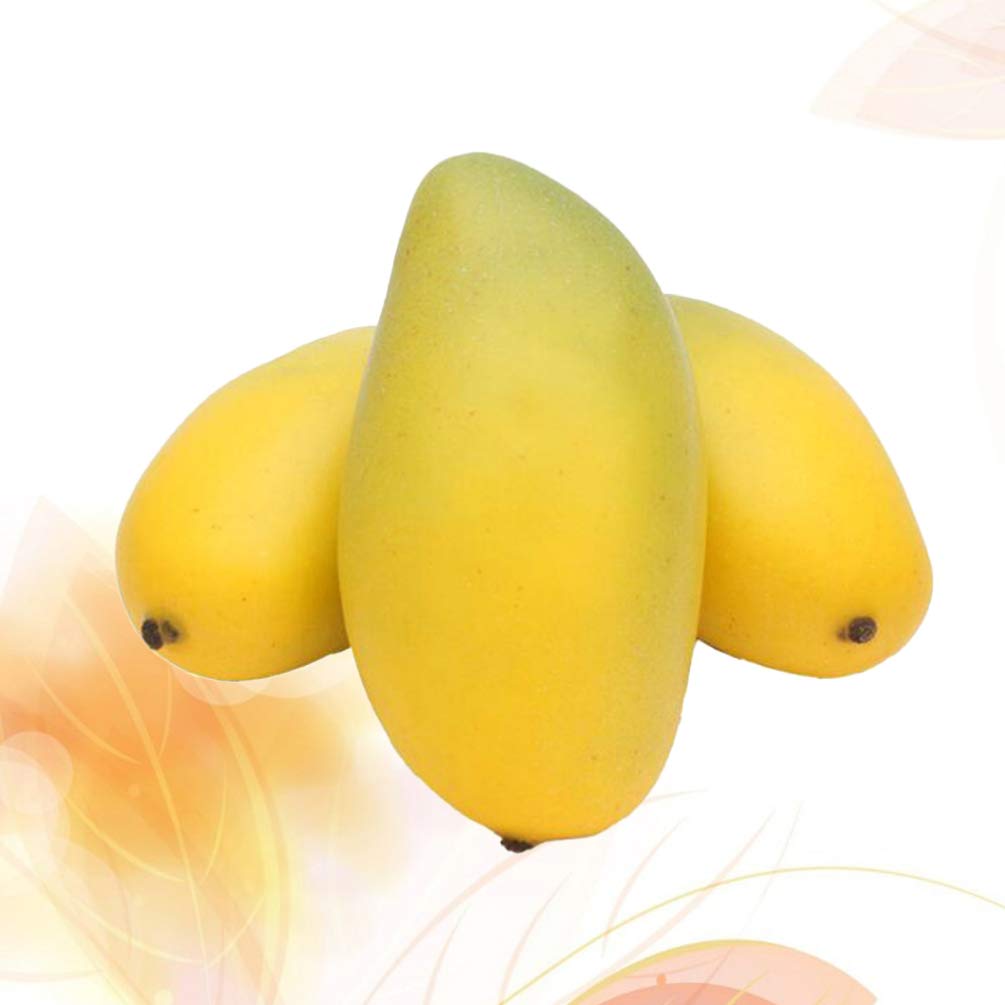 LIOOBO 3Pcs Artificial Mango Set - Realistic Fake Fruit Decor for Home, Restaurant Display & Photo Props - Vibrant Yellow Simulation Mangoes - Perfect for Table Centerpieces, Kitchen Decor & Themed Parties