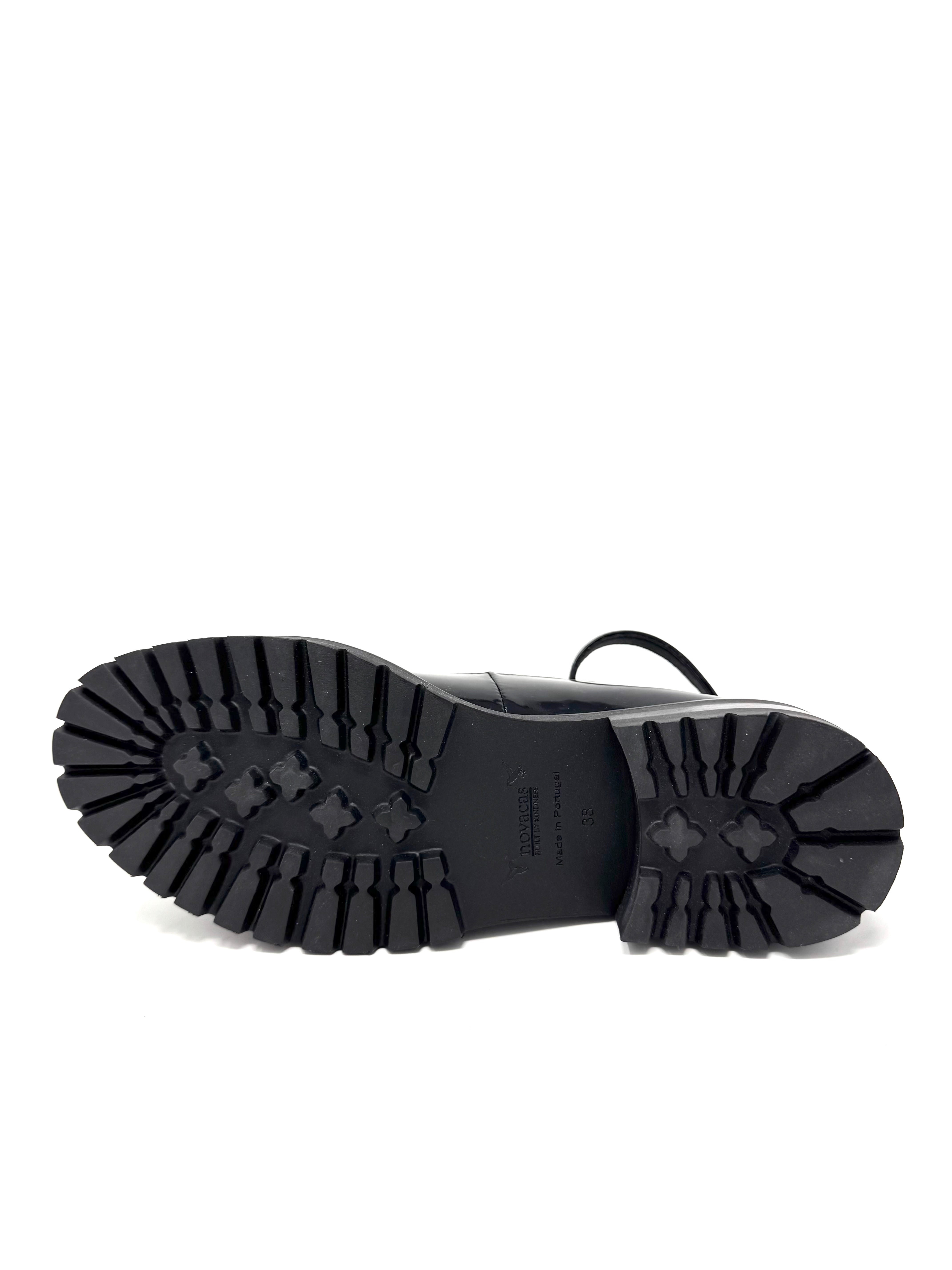 Novacas Lexie Black Patent Mary Jane Shoes - Comfortable & Stylish Women's Flats for Work, Office & Casual Wear