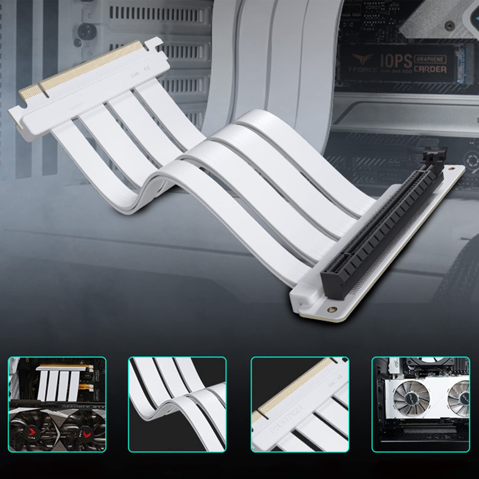 PCIe 4.0 X16 Riser Cable - High Speed GPU Extension for Graphics Card with PCI-Express Port | Perfect for Cryptocurrency Mining Rigs, Gaming PCs & Workstation Builds
