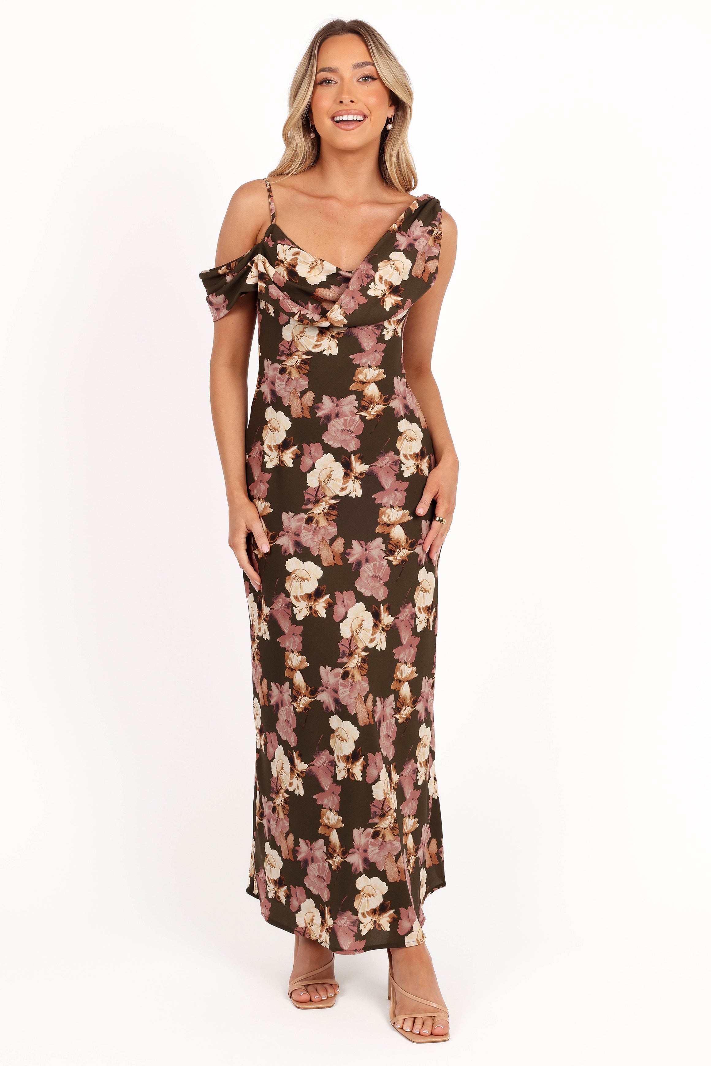 Kamryn Midi Dress - Olive Floral Print Women's Casual Summer Dress for Outdoor Parties, Dates & Vacations