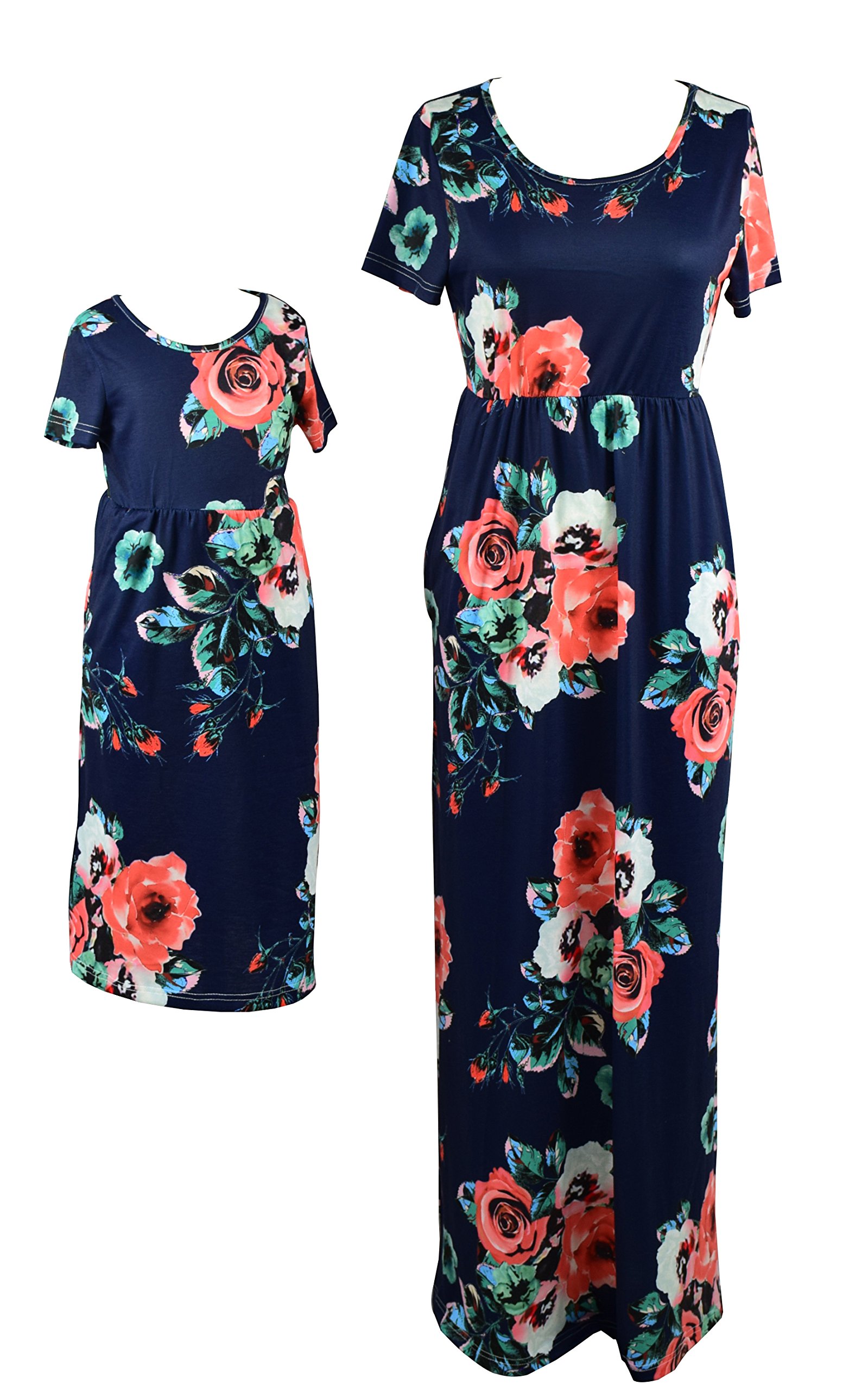 Mommy and Me Maxi Dresses - Bohemian Floral Print Matching Outfits for Mother and Daughter | Perfect for Family Photos, Vacations & Special Occasions
