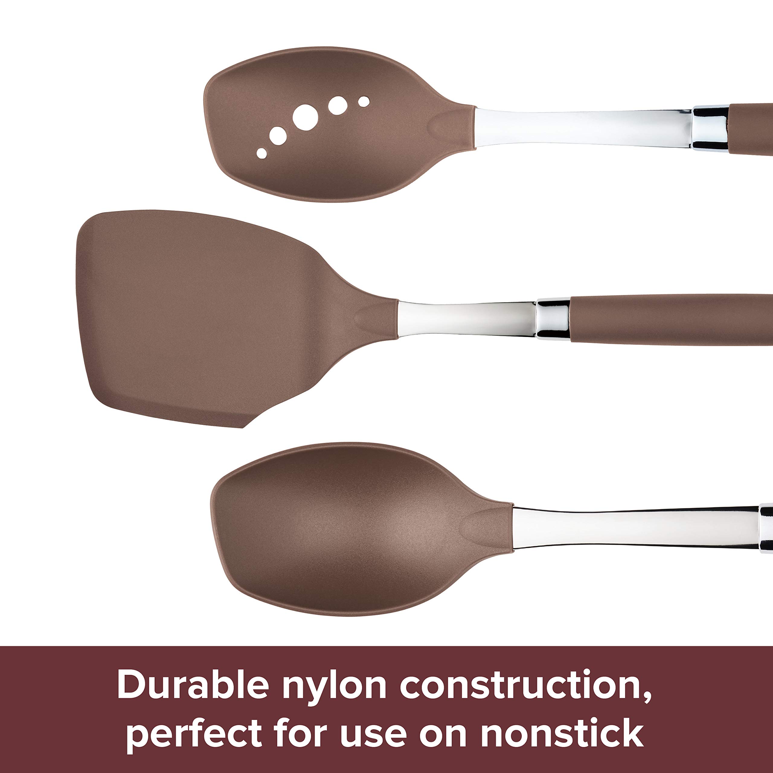 Anolon SureGrip Nonstick Silicone Spatula and Spoonula Set - 2 Piece Bronze Cooking Utensils for Baking, Flipping Pancakes & Stirring Sauces