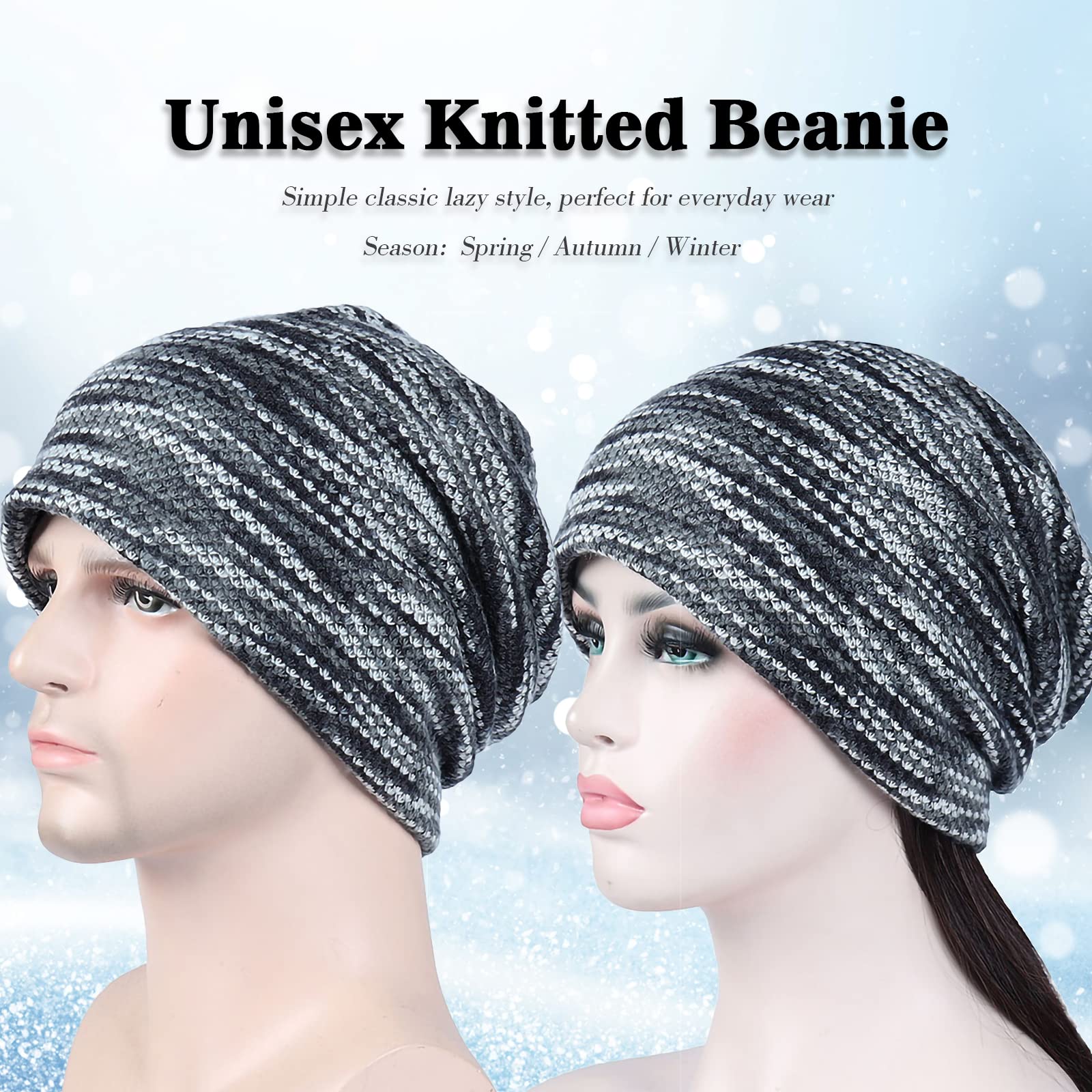 Warm Winter Knit Beanie Hat for Men & Women - Stretchy Soft Fleece Lined Skull Cap, Slouchy Unisex Hat for Cold Weather, Outdoor Activities, Fishing, and Casual Wear