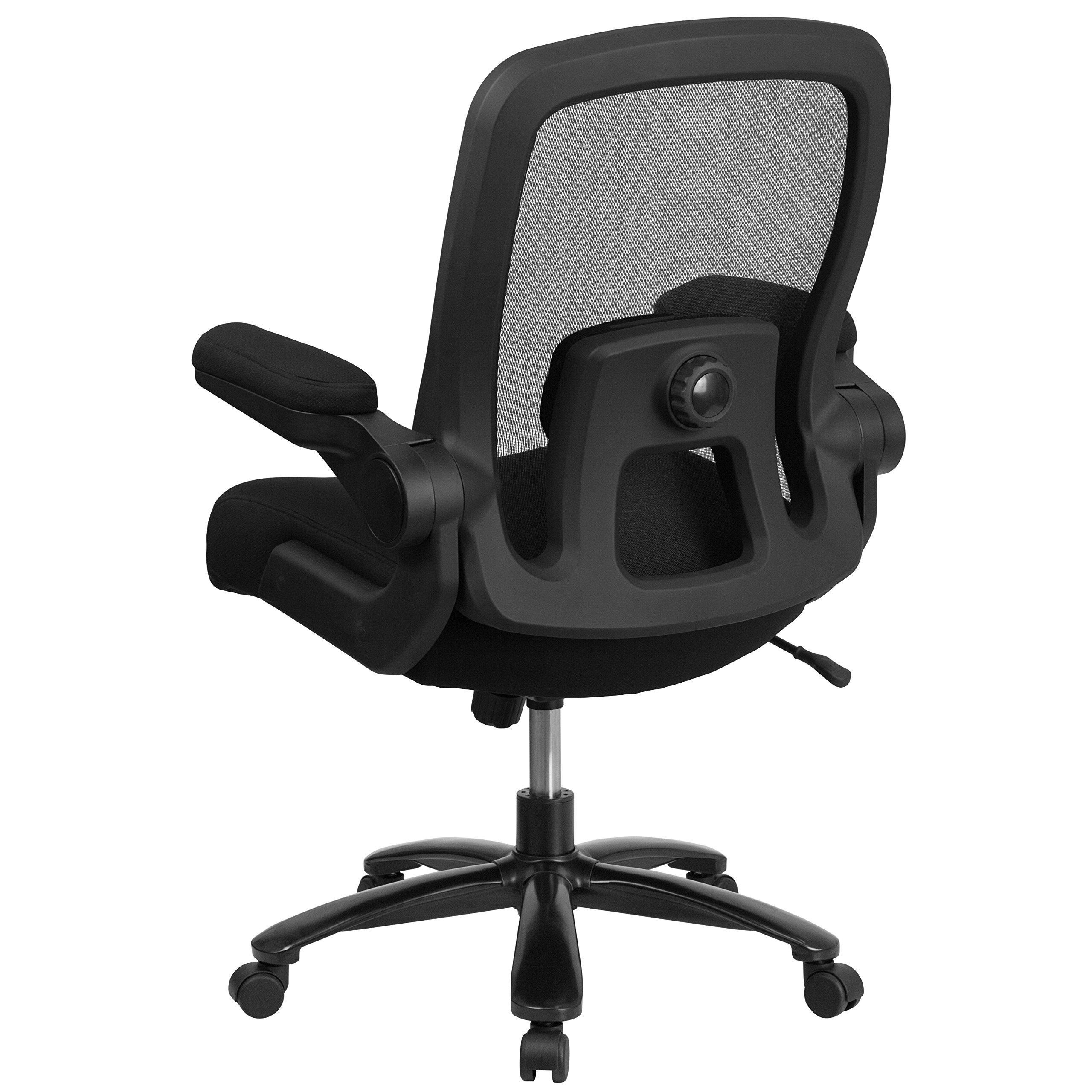 Flash Furniture Big & Tall Ergonomic Mesh Office & Gaming Chair with Lumbar Support, Adjustable Height & Flip-Up Armrests - Black - Perfect for Long Work Hours & Intense Gaming Sessions