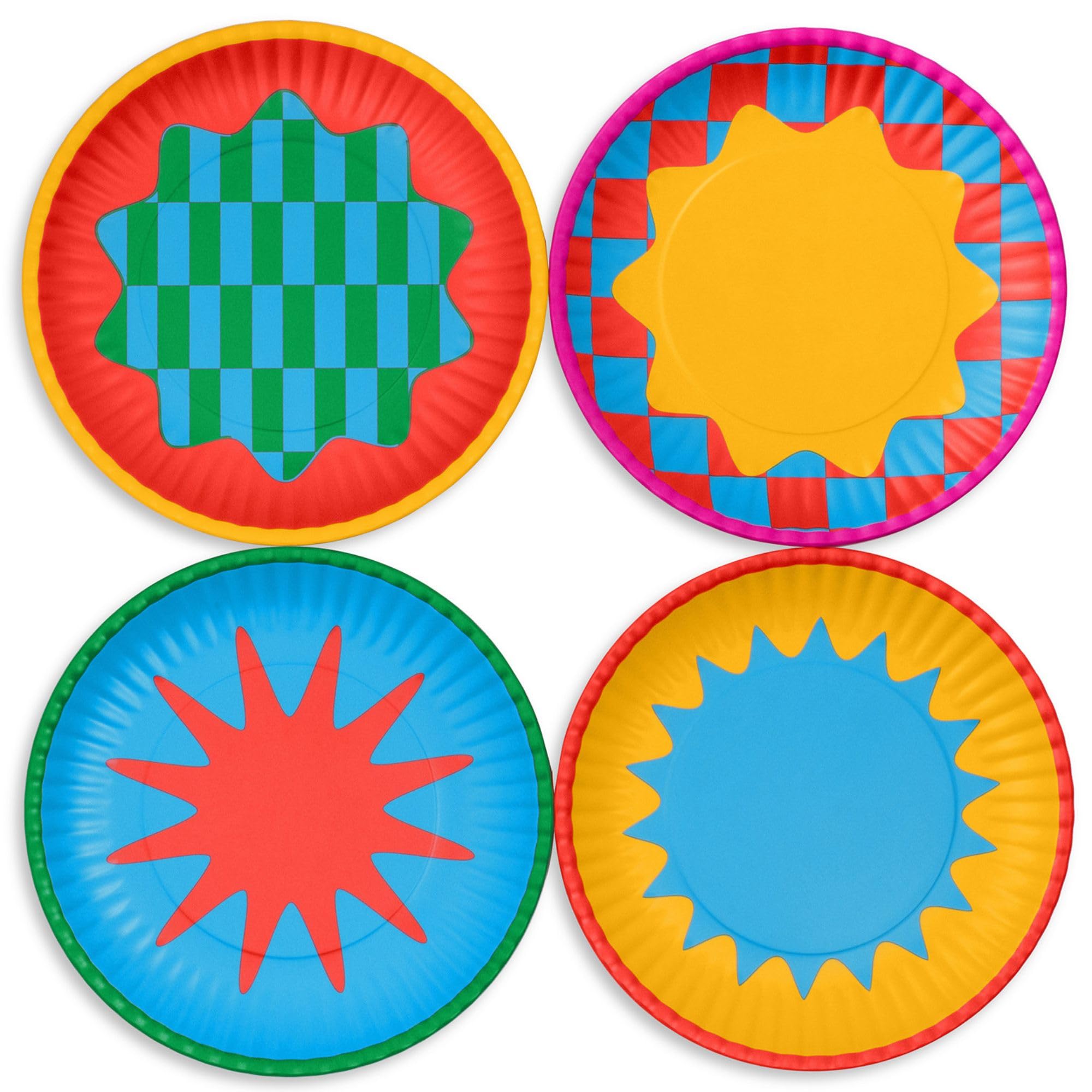 ban.do Melamine Dessert Plates Set of 4 - Colorblock Small Plates with Ridged Texture for Tapas, Appetizers, Parties & Outdoor Dining | Durable & Stylish Tableware for Entertaining