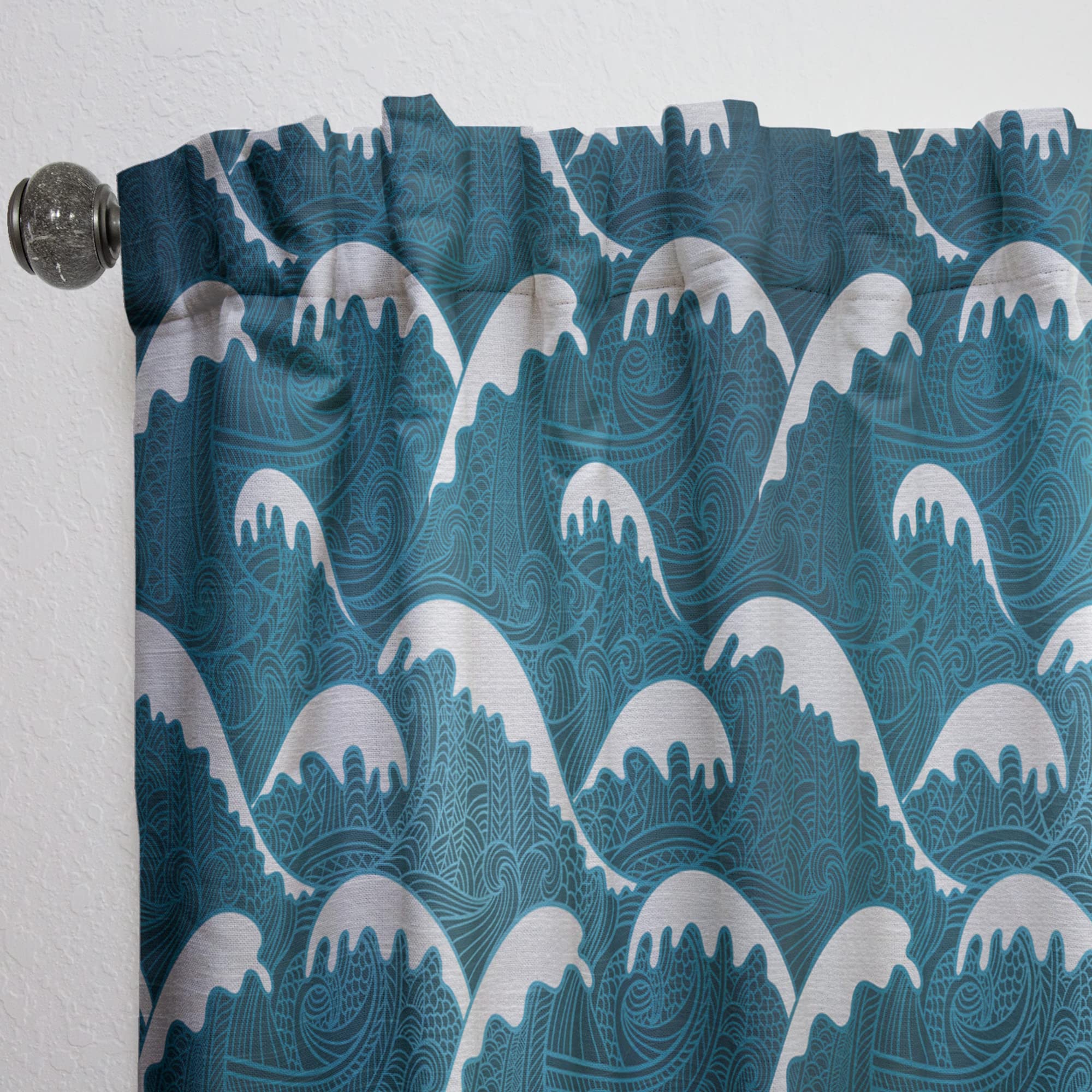 DesignQ 'Waves Pattern' Thermal Insulated Curtains - Single Panel 52x108 Inches - Blackout Drapes for Bedroom & Living Room - Perfect for Home Decor, Privacy & Light Control