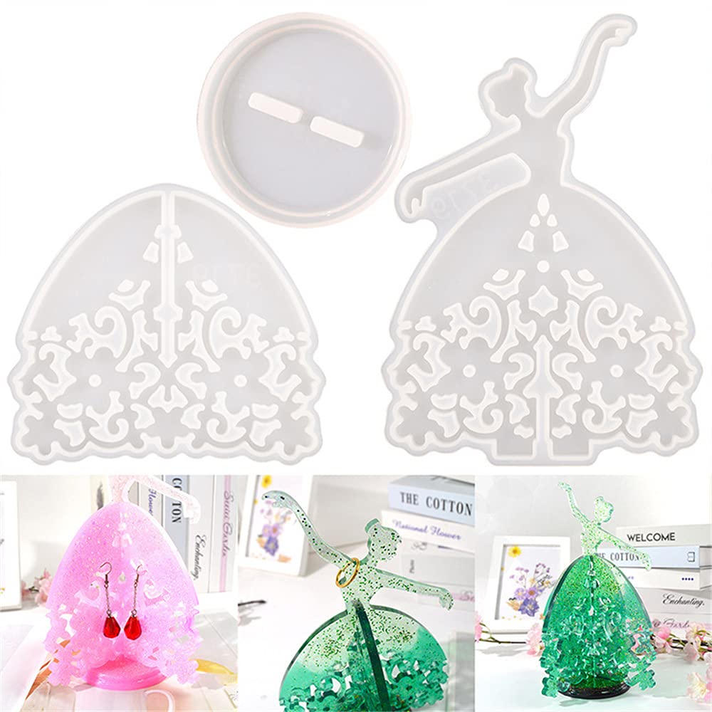 Silicone Jewelry Storage Rack & Resin Casting Mold Set - Dance Girl Jewelry Display Stand, Epoxy Mould Craft Tool for Earrings & Necklaces - Perfect for DIY Jewelry Making, Craft Shows & Home Organization