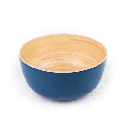 Bambuddha 30 oz Round Blue Spun Bamboo Large Salad Bowl - 11 x 11 x 5.5 Inches - Eco-Friendly Serving Bowl for Salads, Pasta, Fruits & Snacks - Perfect for Family Dinners & Entertaining