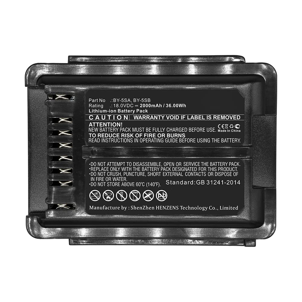 Synergy Digital 18V 2000mAh Li-ion Replacement Battery for Sharp EC-AP700 Vacuum Cleaner - Compatible with BY-5SA/BY-5SB Models | High Capacity Power Supply for Home Cleaning & Car Detailing