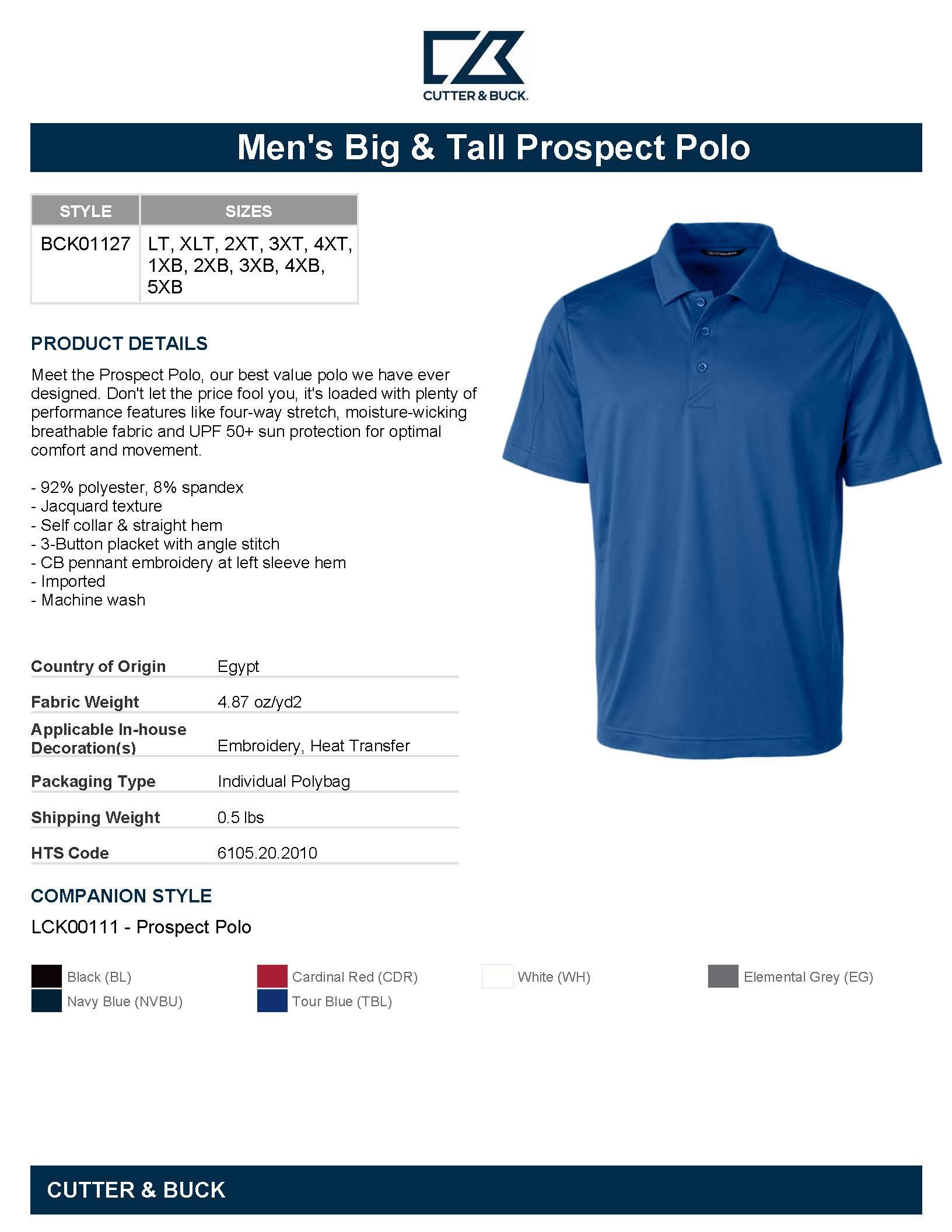 Cutter & Buck Men's Big & Tall Stretch Polo Shirt - Comfortable Textured Fabric for Work, Golf & Casual Wear
