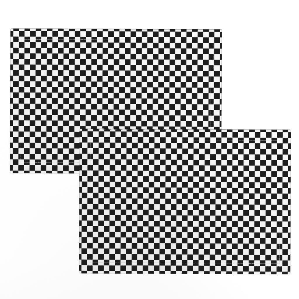 Spoonflower Linen Cotton Canvas Placemats Set of 2 - Black & White Checkered Checkerboard Retro Print Table Mats for Dining, Kitchen, and Party Decor