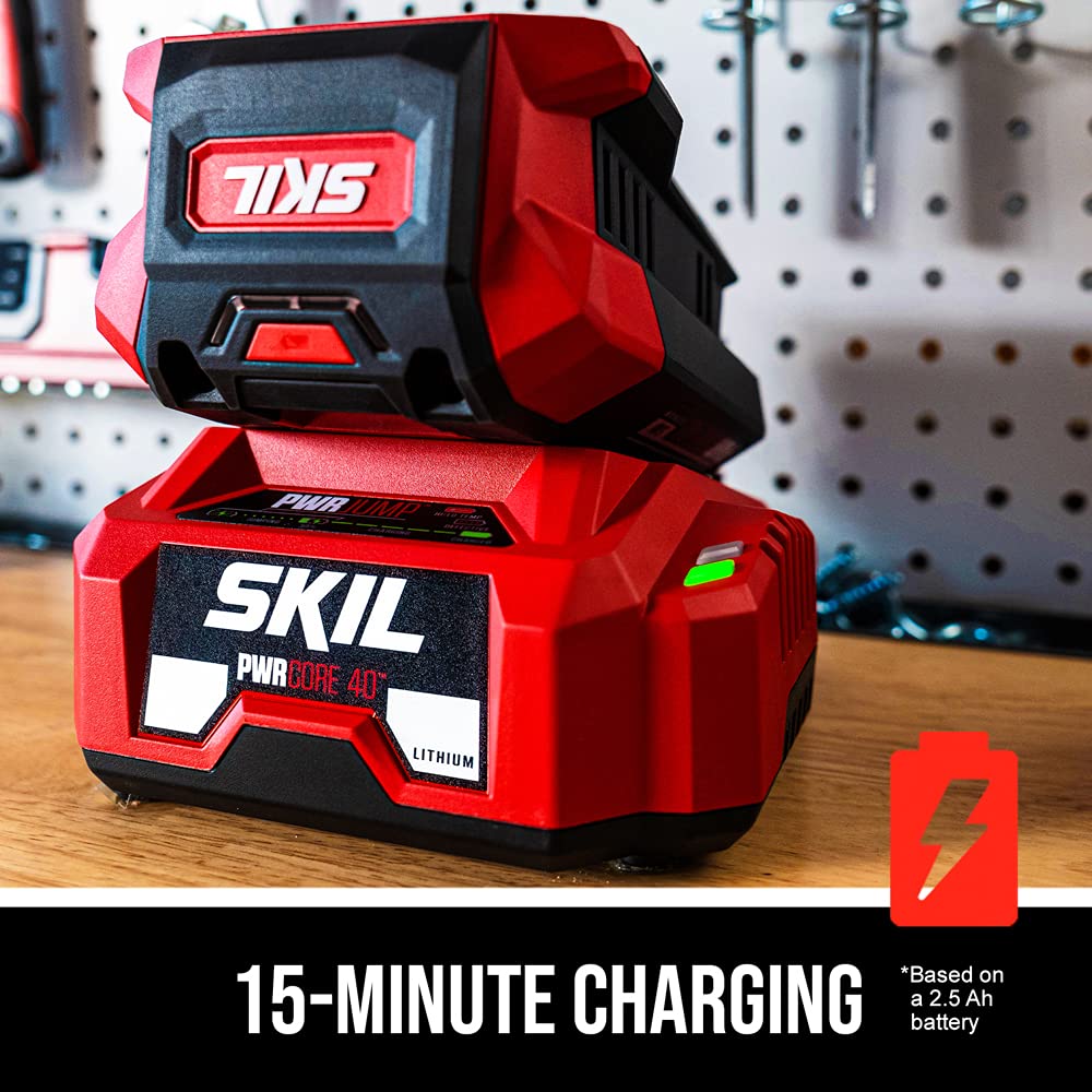 Skil PS4561C-10 PWR CORE 40 Brushless 40V 10-Inch Cordless Pole Saw Kit with 2.5Ah Battery & Charger | Includes Toro 38914 Premium Chainsaw Oil | Perfect for Tree Trimming, Pruning Branches & Landscaping Maintenance